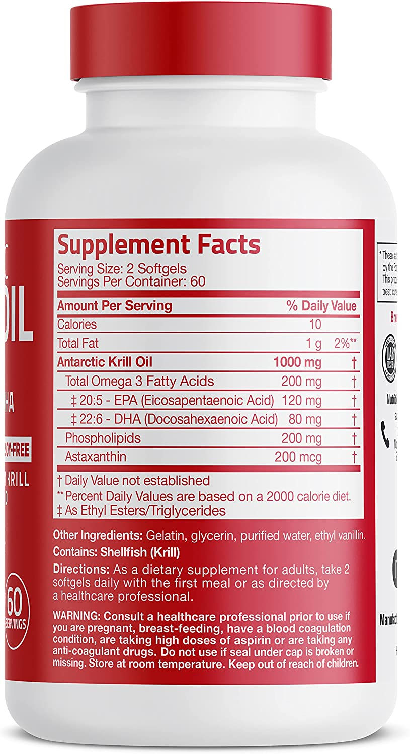 Thumbnail: Bronson Antarctic Krill Oil 1000 mg with Omega-3s EPA, DHA, Astaxanthin and Pho