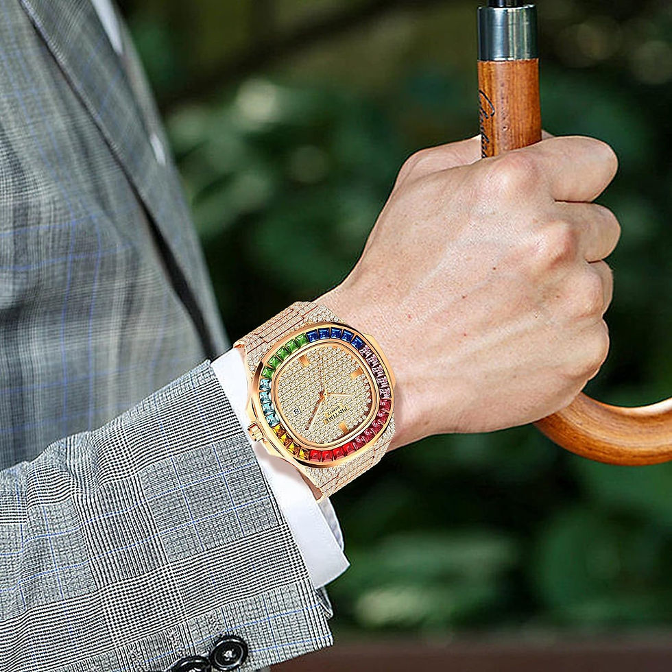 Thumbnail: FANMIS Luxury Bling-ed Out Colorful Full Diamond Watches Fashion Quartz Analog 