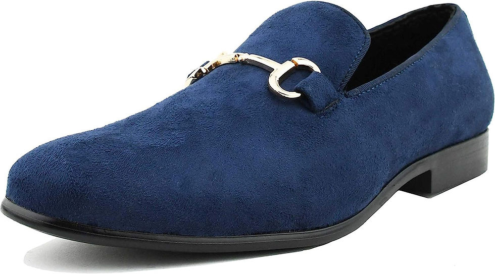 Thumbnail: Amali Bradford - Microfiber Men's Slip-On Loafer with Gold Metal Bit - Smoking 