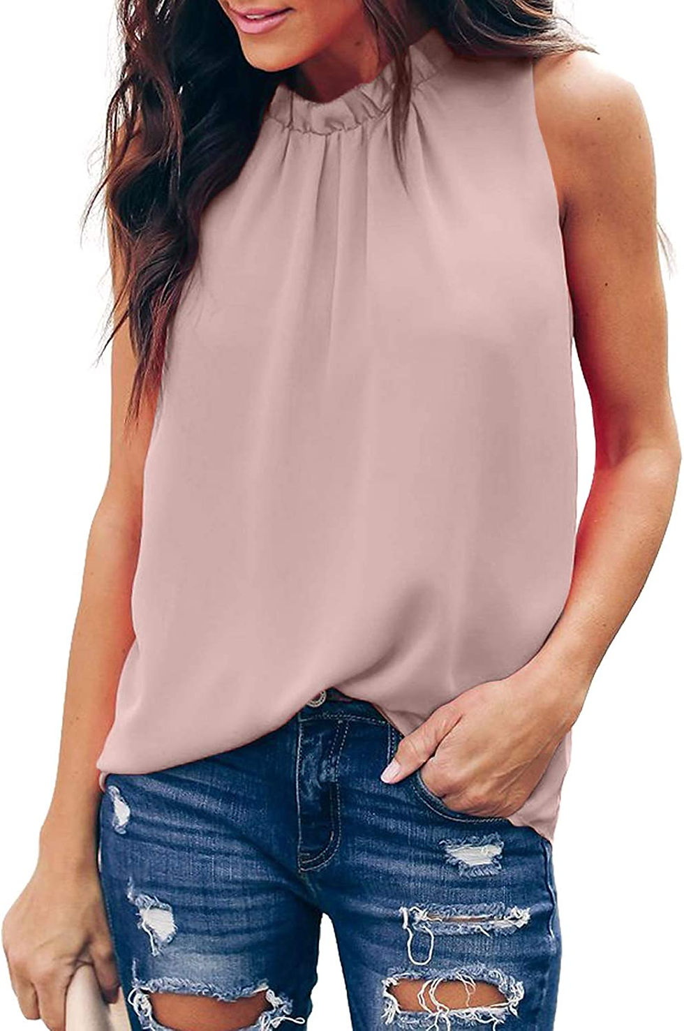 Thumbnail: AlvaQ Women Summer Halter Chiffon Tank Tops Casual Sleeveless Shirts Blouses