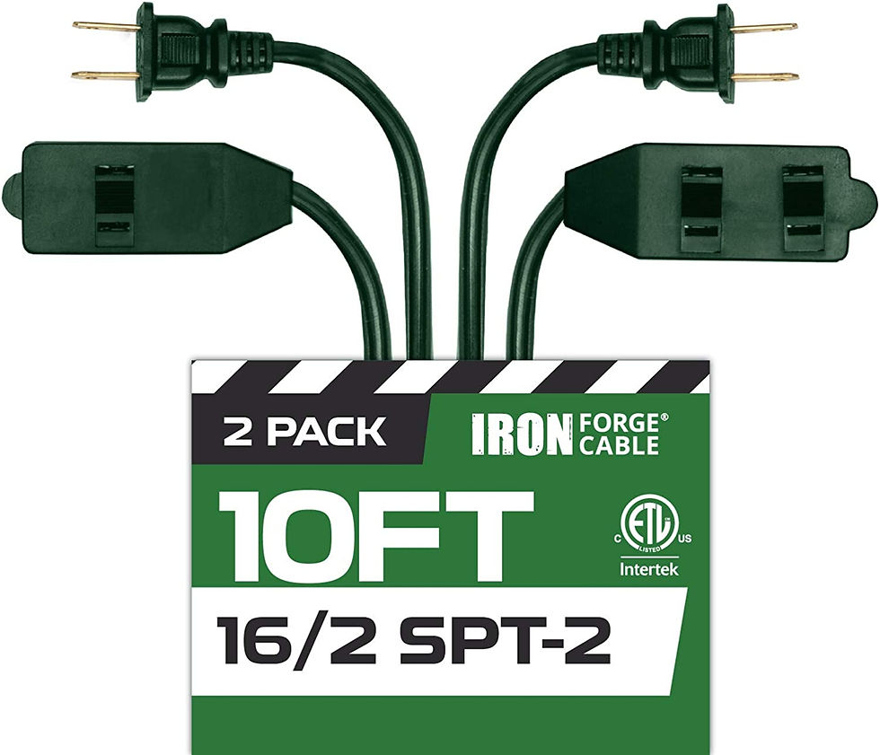 Thumbnail: 3 Ft White Extension Cord 2 Pack - 16/2 Durable Electrical Cable