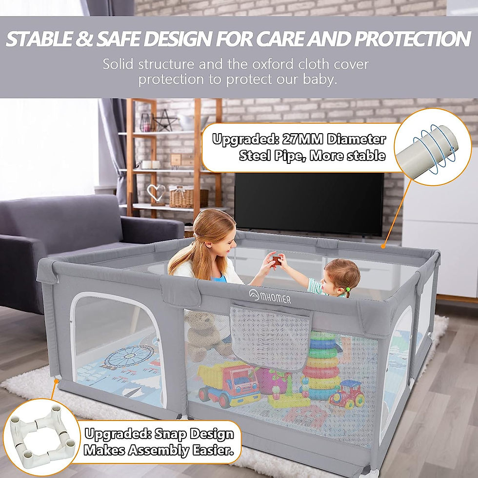Thumbnail: Baby Playpen with Mat, Baby Playpen 71"L x 60"W x 26"D Indoor Large Baby Plaype