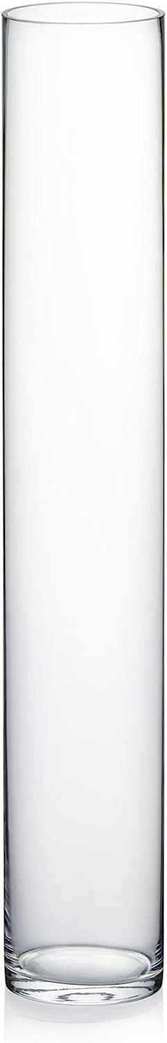Thumbnail: WGVI Cylinder Vase, 4" W x 12" H, Floral Container, Flower Vases, Glass Candle 