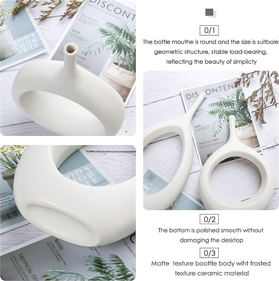 Thumbnail: White Ceramic Hollow Vases Set of 2, Flower Vase for Decor, Modern Decorative V