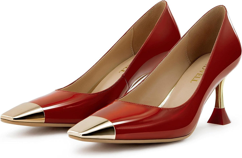 Thumbnail: FINDVELL Red High Heels for Women Closed Square Toe Sexy Stiletto Pumps Kitten 