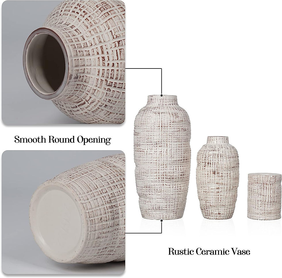 Thumbnail: TERESA'S COLLECTIONS Rustic Ceramic Flower Vases, Decorative Vase Set with Cand
