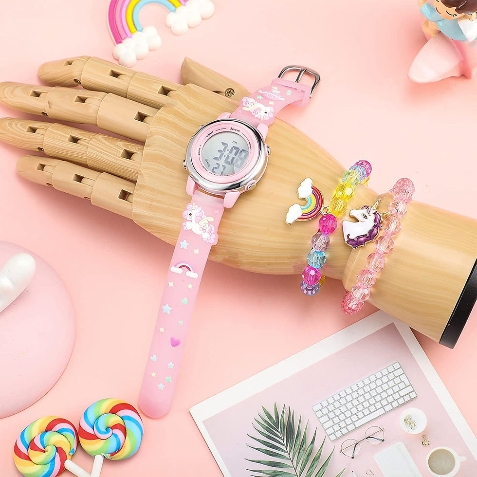 Thumbnail: 3 Pieces Kids Unicorn Watch and Unicorn Bracelet Toddler Digital Watch 7 Color 