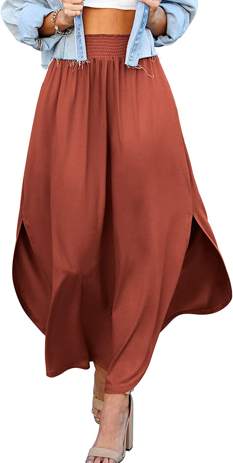 Thumbnail: DOUBLJU Women's Waist Band Side Split Maxi Skirt with Pocket