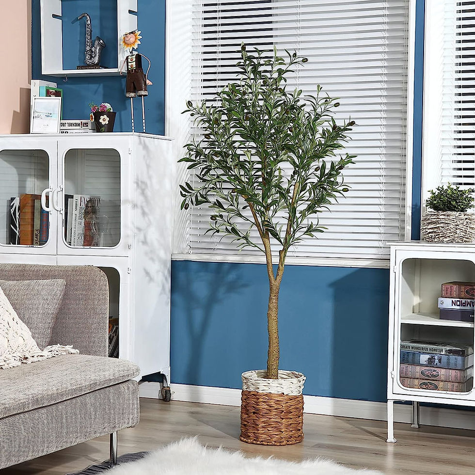 Thumbnail: Ferrgoal Artificial Olive Trees 6Ft Fake Olive plant with Basket Faux Plants In