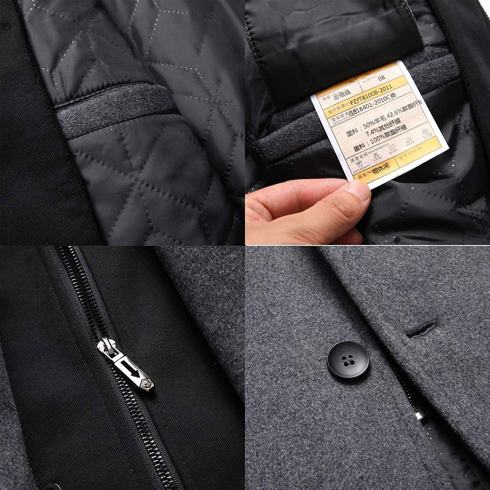 Thumbnail: PRIJOUHE Men's Wool Coat Hoodie Long Trench Coat Cotton Casual Woollen Overcoat