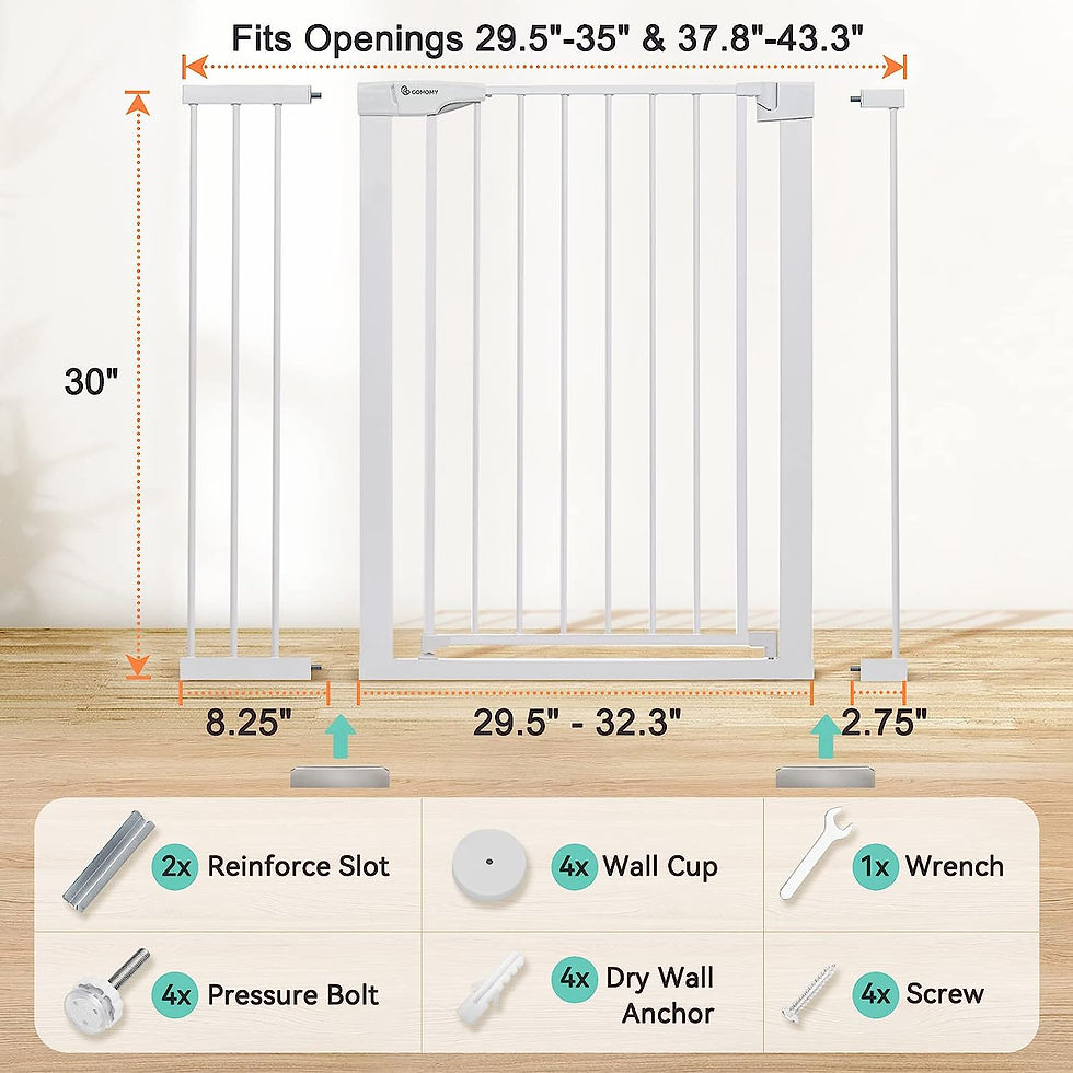 Thumbnail: COMOMY Safety Baby Gate Extra Wide 37.8"-43.3", Auto Close Dog Gate for House D