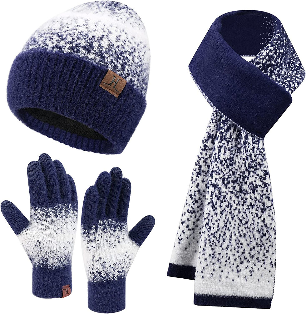 Thumbnail: Women Winter Knit Beanie Hats and Touchscreen Gloves Long Scarf Set with Warm F