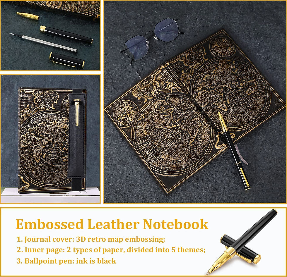 Thumbnail: Vintage Map Embossed Leather Notebook Travel Journal-Daily Notepad-Business Not