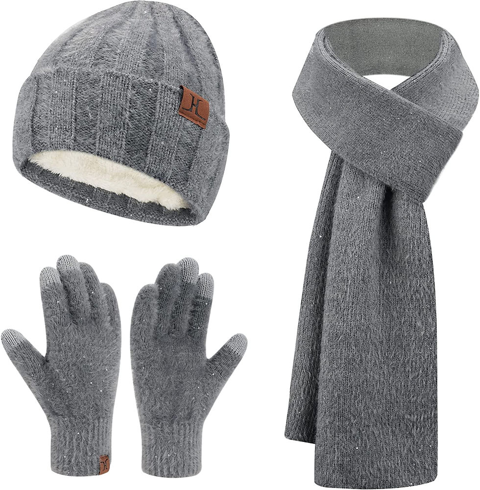 Thumbnail: Womens Winter Warm Knit Beanie Hats and Touchscreen Gloves Long Scarf Sets with