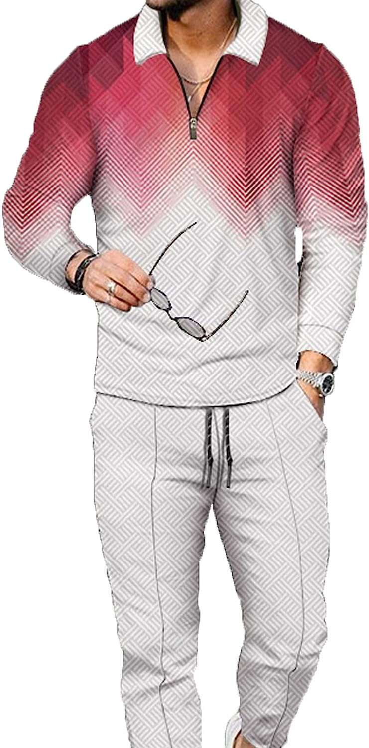 Thumbnail: BURWOF Men's Polo Track Suit Sets Long Sleeve Mens Outfits 2 Piece Fashion Swea