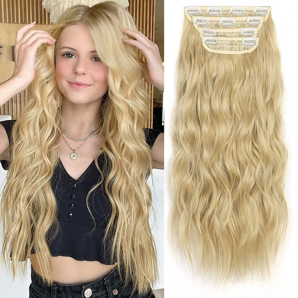 Thumbnail: KooKaStyle Clip in Long Wavy Synthetic Hair Extension 20 Inch 4PCS Balayage Dar