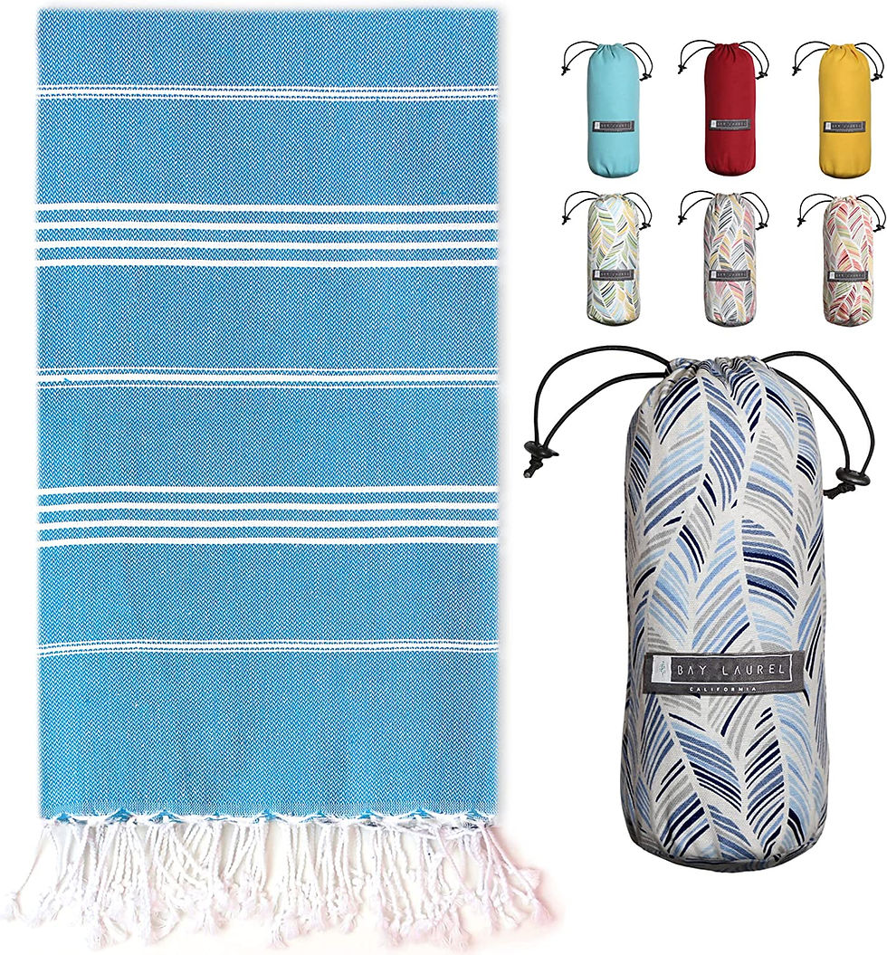 Thumbnail: BAY LAUREL Turkish Beach Towel with Travel Bag 39 x 71 Quick Dry Sand Free Ligh