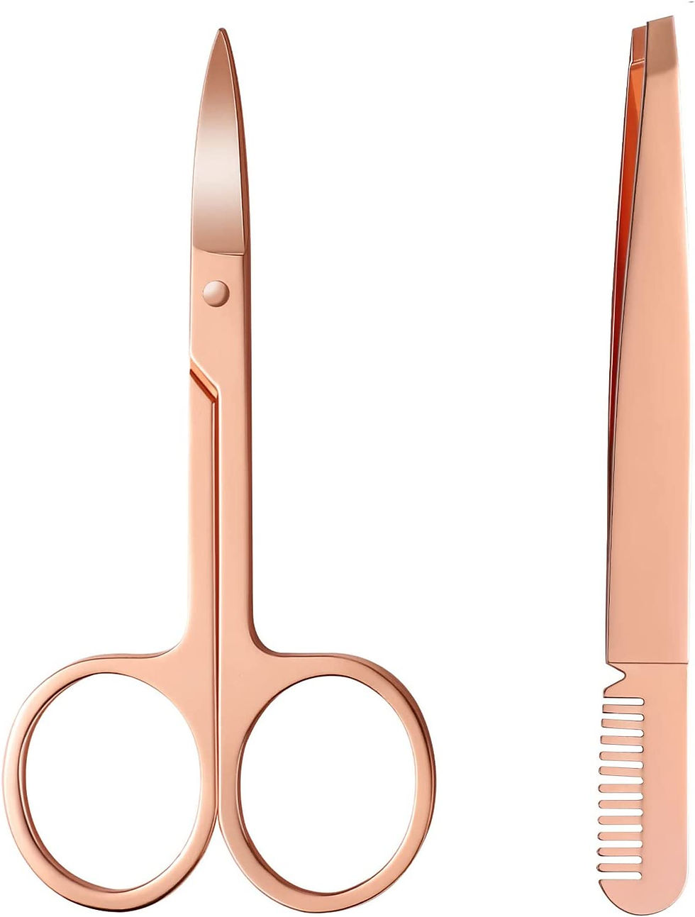 Thumbnail: Eyebrow Scissors with Comb Tweezer, Multi-Purpose Stainless Steel Cuticle Sciss