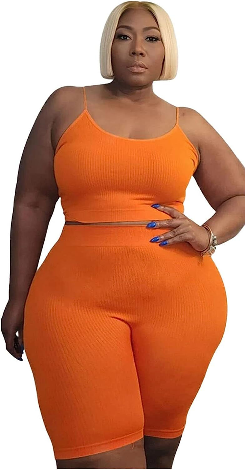 Thumbnail: Salimdy Plus Size Workout Outfits for Women 2 Piece Seamless Ribbed High Waist 