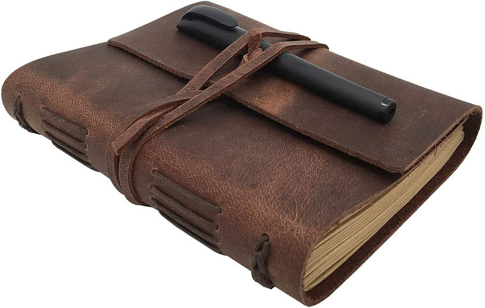 Thumbnail: Leather Journal Lined Notebook, Handmade Genuine Leather Bound Daily A5 Notepad