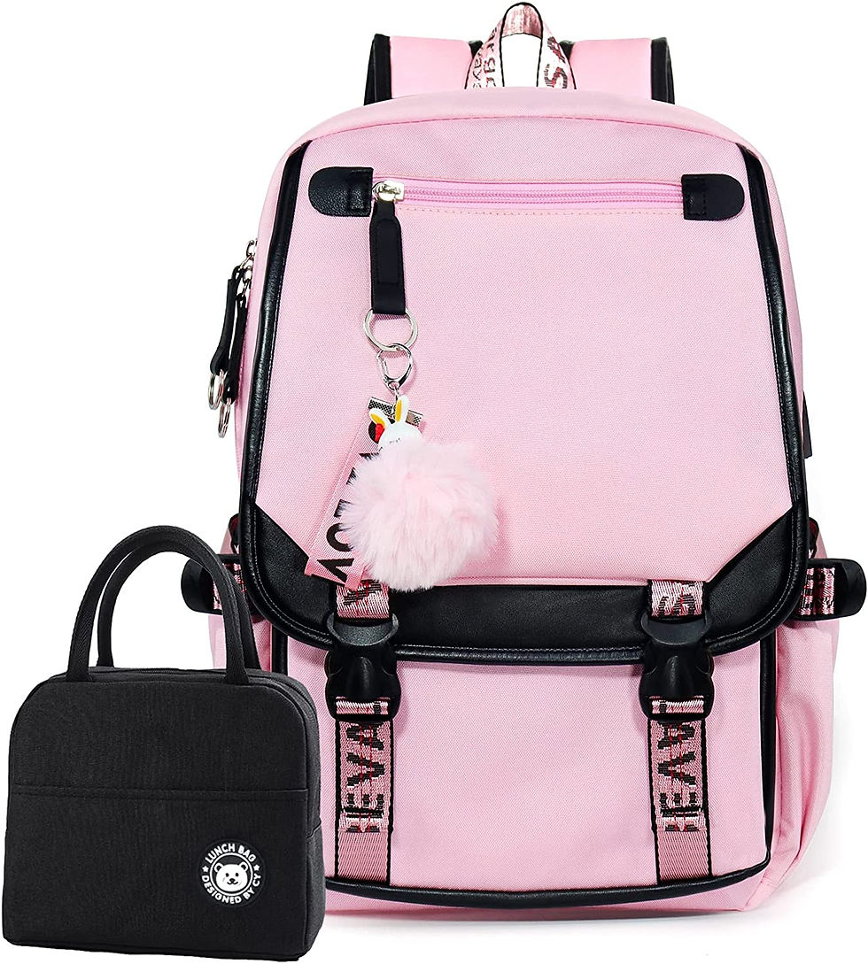 Thumbnail: Bevalsa Backpack with Lunch Bag Bookbag Set for Girls Kids Student 21L Casual D