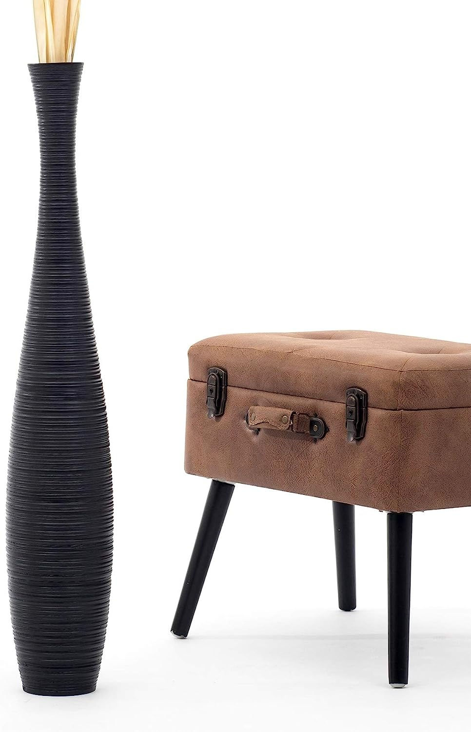 Thumbnail: LEEWADEE Large Floor Vase – Handmade Flower Holder Made of Wood, Sophisticate