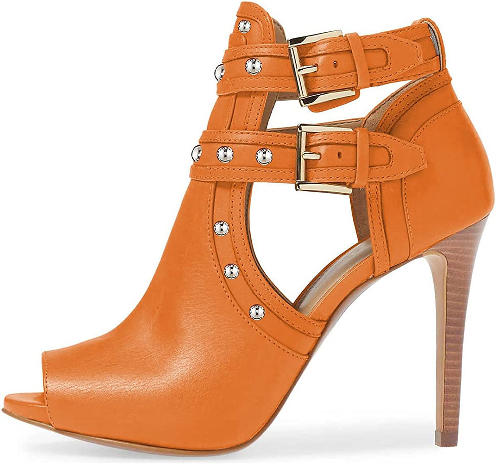 Thumbnail: XYD Women Peep Toe Ankle Bootie High Heels Buckled Double Straps Cutout Fashion