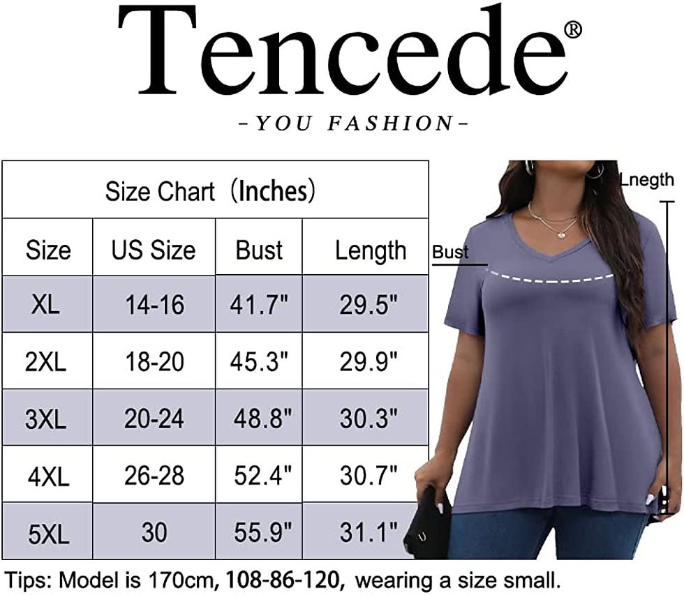 Thumbnail: Tencede Women's Plus Size V Neck Tunic Tops Summer Casual T-Shirt