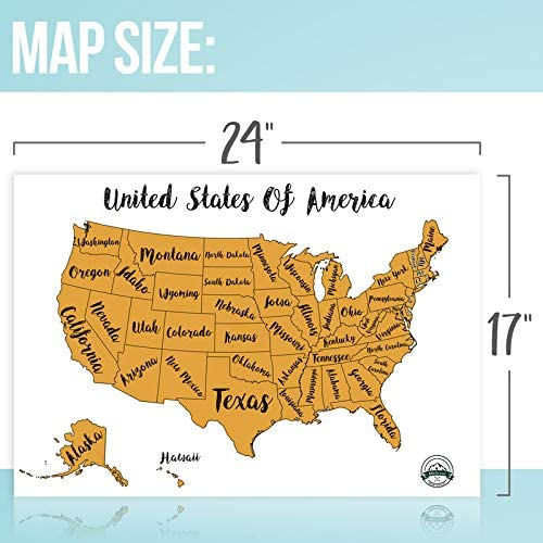 Thumbnail: USA Scratch Off Travel Map 17X24 Inch By McScout - Decorative Art Wall Poster T