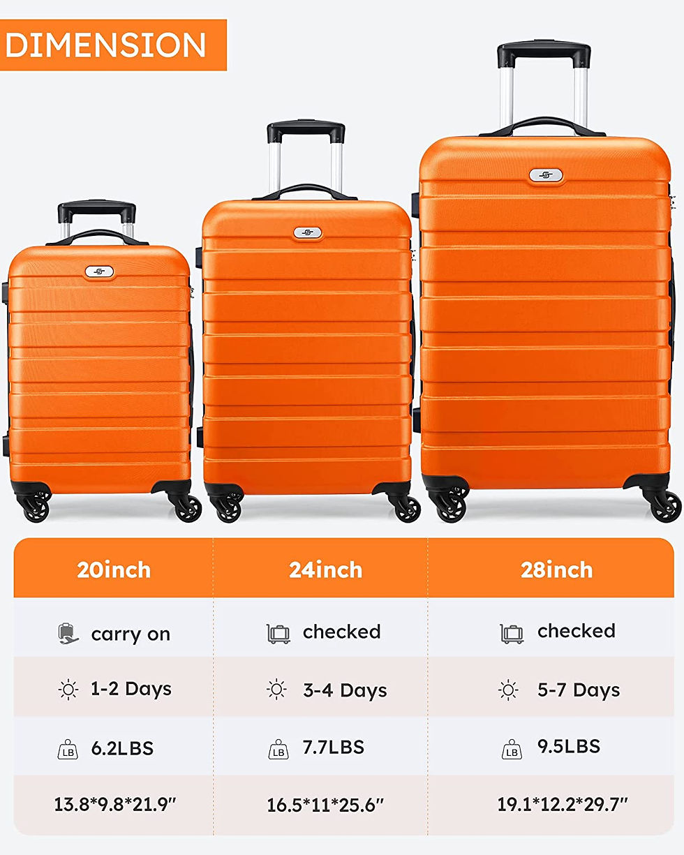 Thumbnail: Luggage 3 Piece Sets Hard Shell Luggage Set with Spinner Wheels, TSA Lock, 20 2