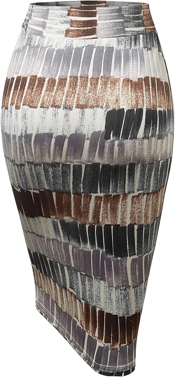 Thumbnail: Women's Elastic Waist Stretch Bodycon Midi Knee Length Pencil Skirt for Office