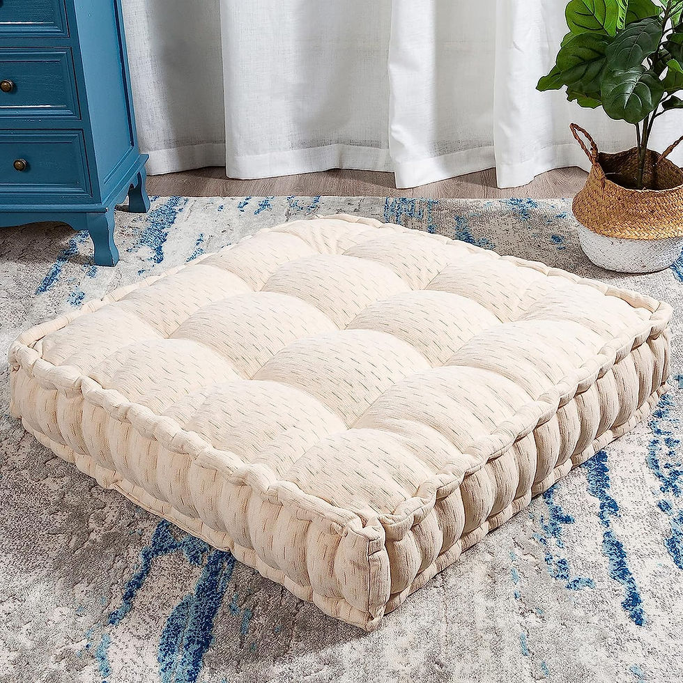 Thumbnail: HIGOGOGO Extra Large Floor Pillow, Square Tufted Floor Cushion with Frilled Edg