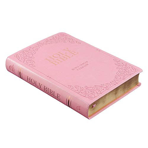 Thumbnail: KJV Holy Bible, Giant Print Full-Size, Pink Faux Leather w/Ribbon Marker, Red L