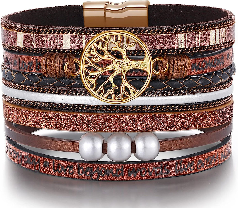 Thumbnail: Inspirational Tree of Life Leather Bracelets for Women,Birthday Easter Basket S