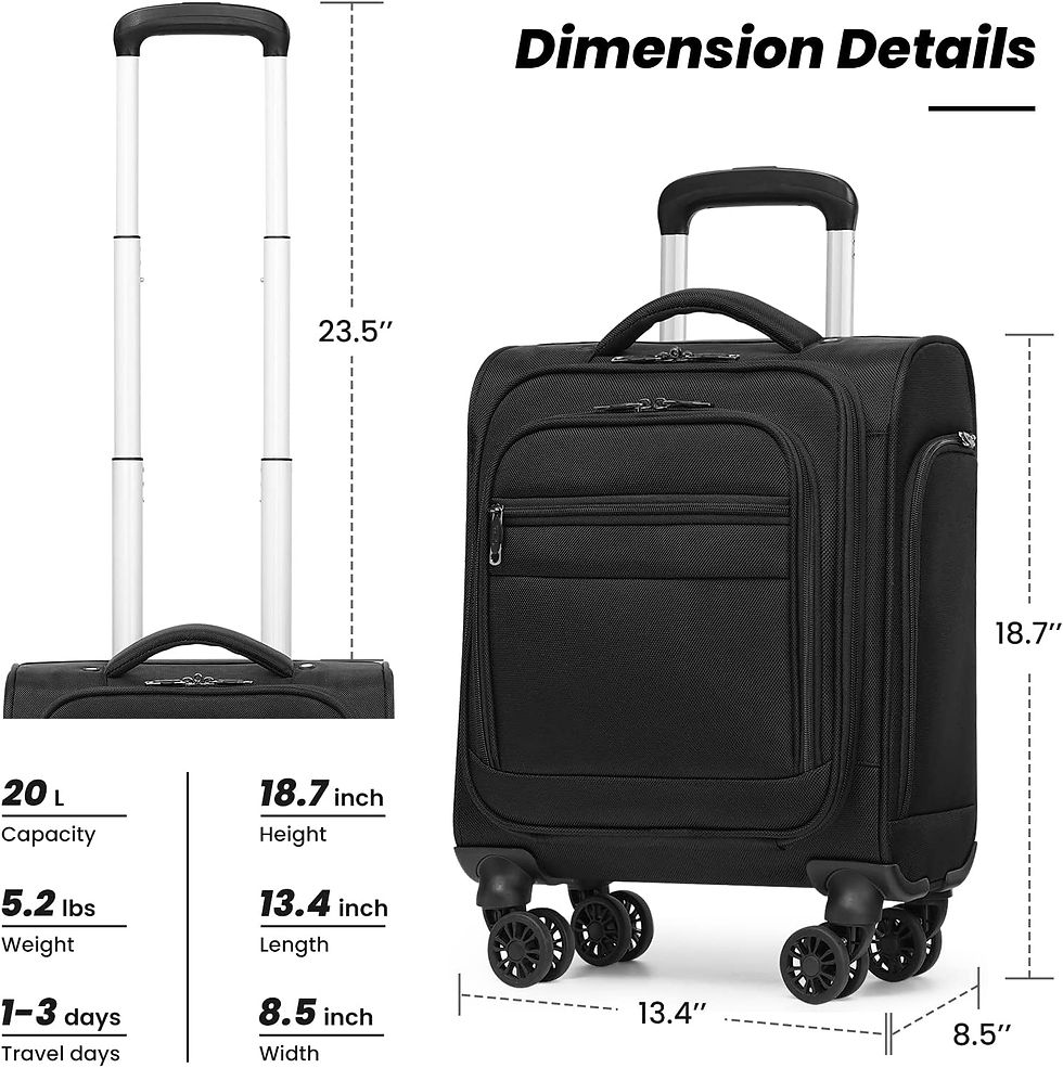 Thumbnail: Coolife Underseat Carry On Luggage Suitcase Softside Lightweight Rolling Travel