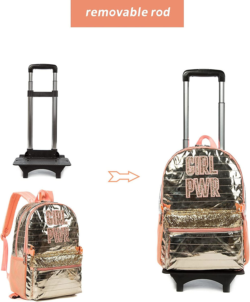 Thumbnail: Cawndilla 3Pcs Rolling Backpack for Kids with Lunch Bag Pencil Case, 16" Lightw