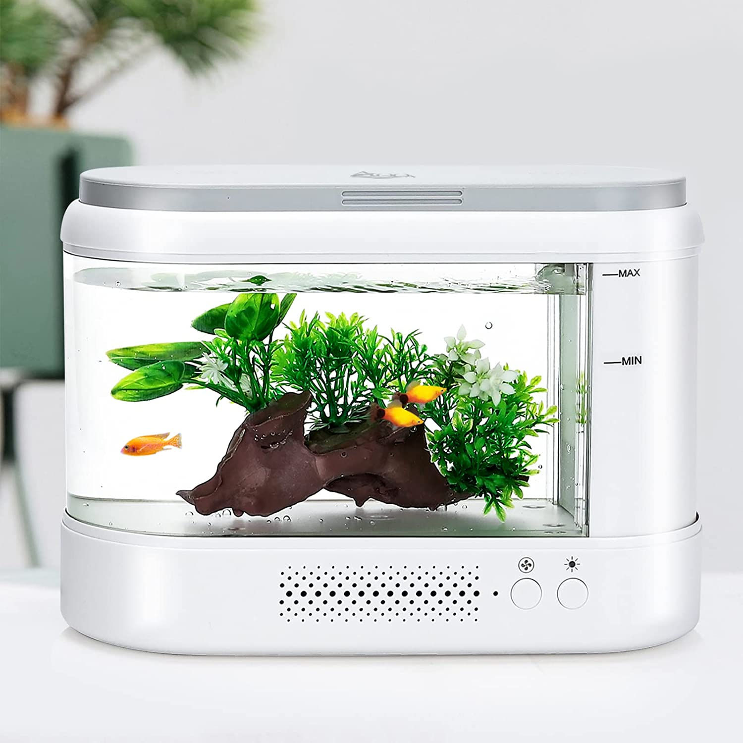 AQQA 1.8 Gallon Multifunction Self-Cleaning Fish Tank,Small Desktop Aquarium St