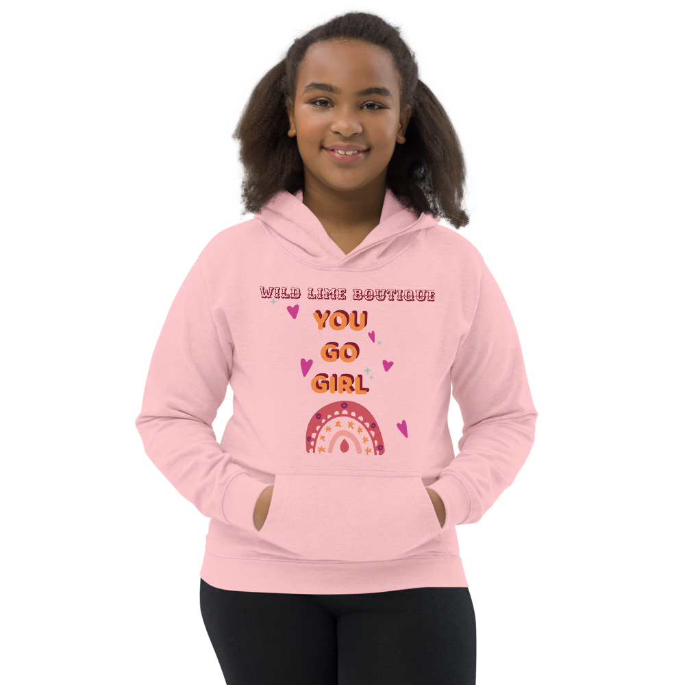 Girls Pink Print Hoodie