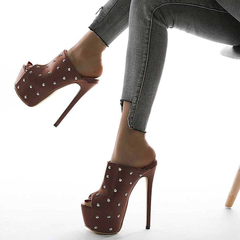 Thumbnail: FSJ Women Sexy Studded Platform Mules Stiletto High Heel Peep Toe Slip On Summe