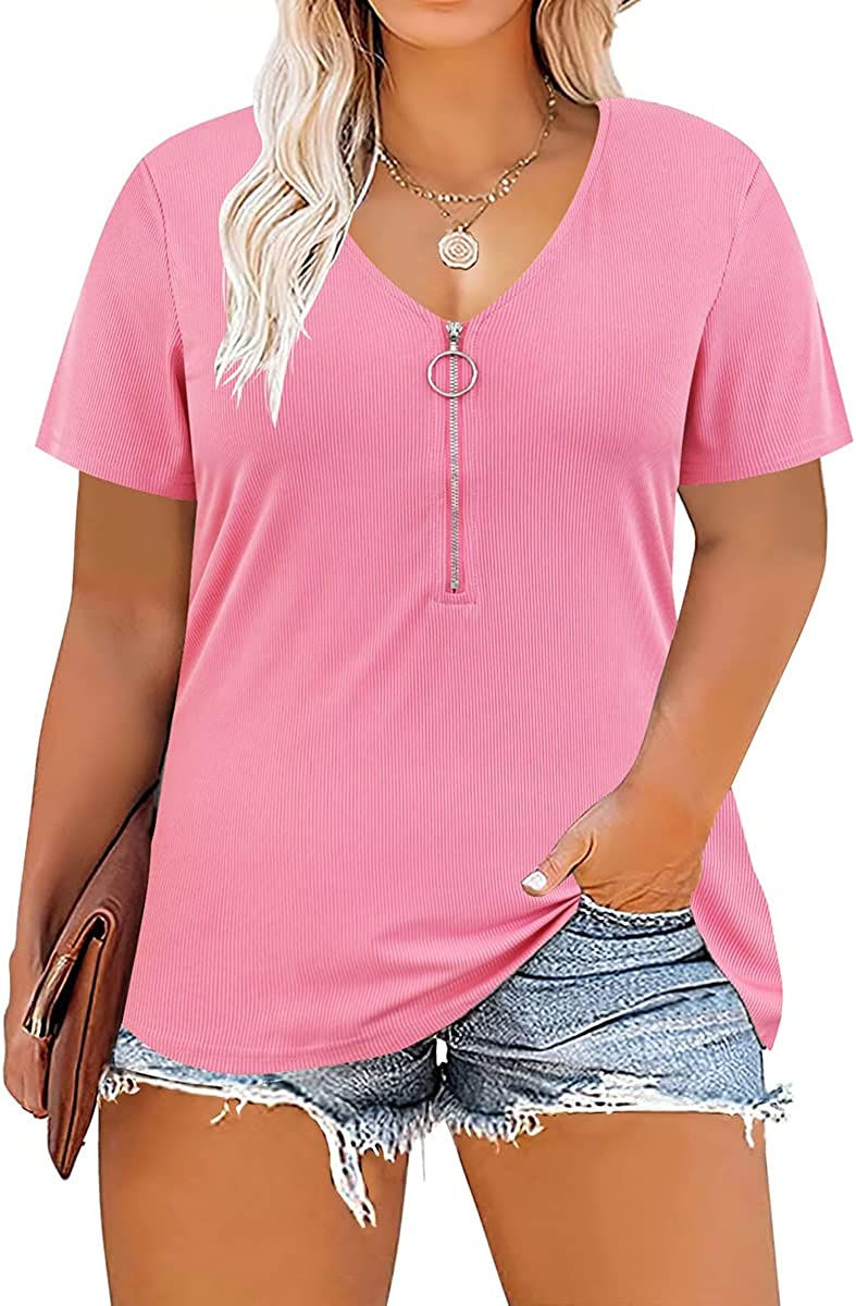 Thumbnail: TIYOMI Plus Size Tops for Women Tops Raglan Shirts Color Block V Neck Tunic Soi