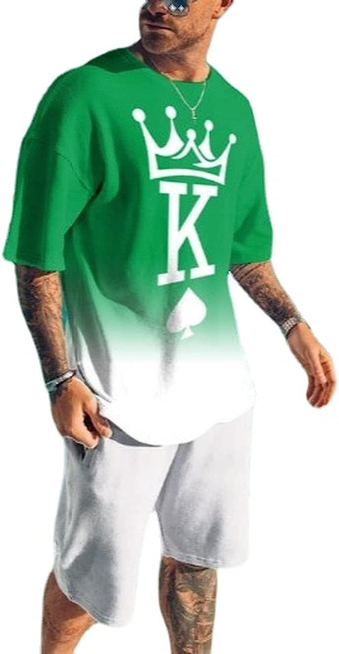 Thumbnail: MARLLCO Men's Summer Tracksuits 2 Piece Outfit Short Sleeve Shirt and Shorts Se