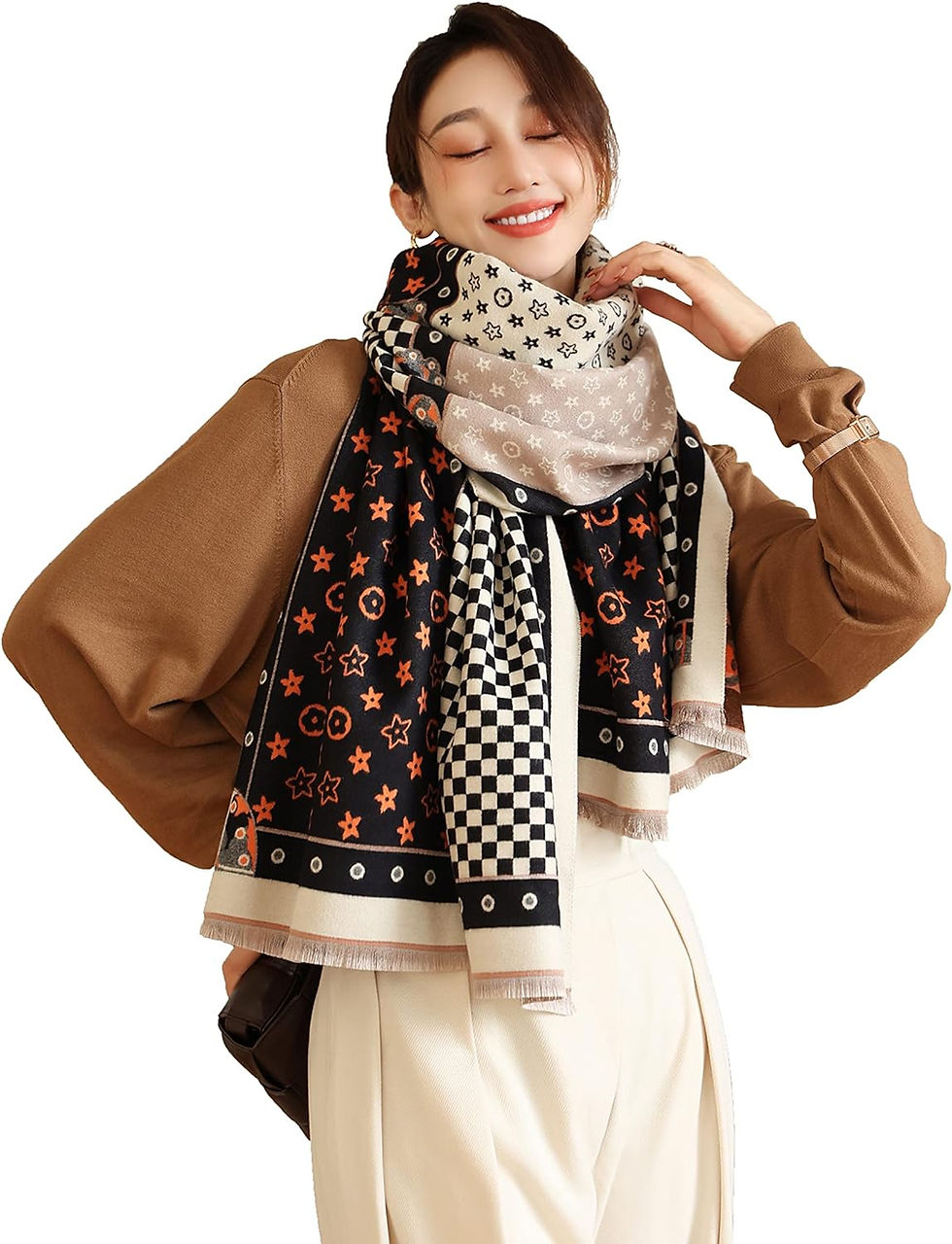 Thumbnail: iCuviy Large Pashmina Shawls & Wraps for Women Extra Soft Cashmere Feel Throw W