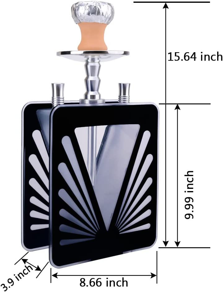 Thumbnail: Hookah Set with Everything - ASANMA V Shape Modern Shisha Peacock Design Hookah