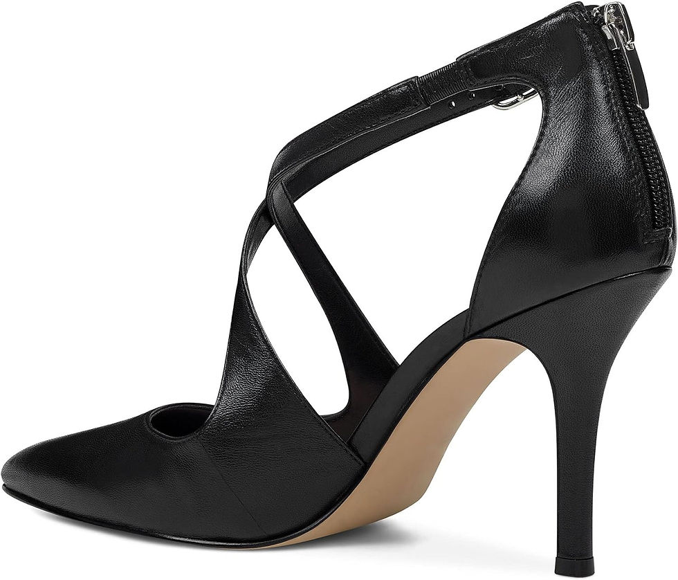 Thumbnail: Minshluu Womens High Heels Pointed Toe Pumps Crossed Strap D'Orsay Zip up Stile