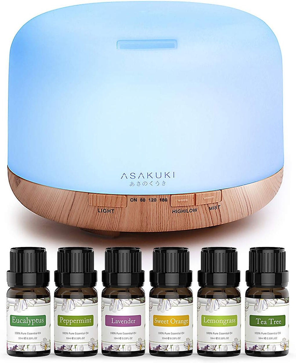 Thumbnail: ASAKUKI 500ml Premium, Essential Oil Diffuser with Remote Control, 5 in 1 Ultra