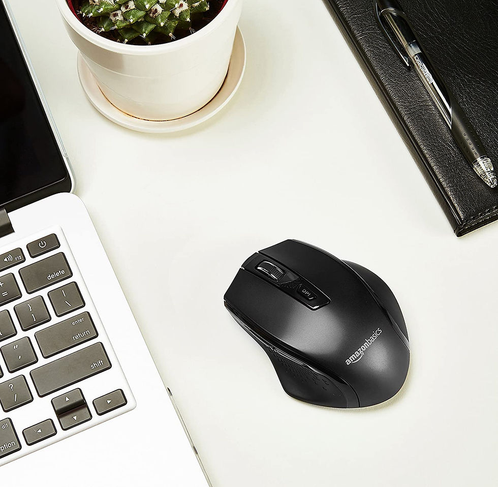 Thumbnail: Amazon Basics Ergonomic Wireless PC Mouse - DPI adjustable - Black