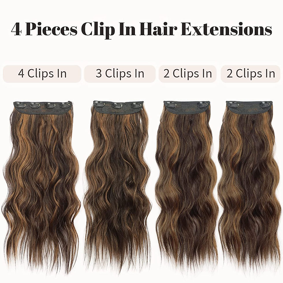 Thumbnail: KooKaStyle Clip in Long Wavy Synthetic Hair Extension 20 Inch 4PCS Balayage Dar