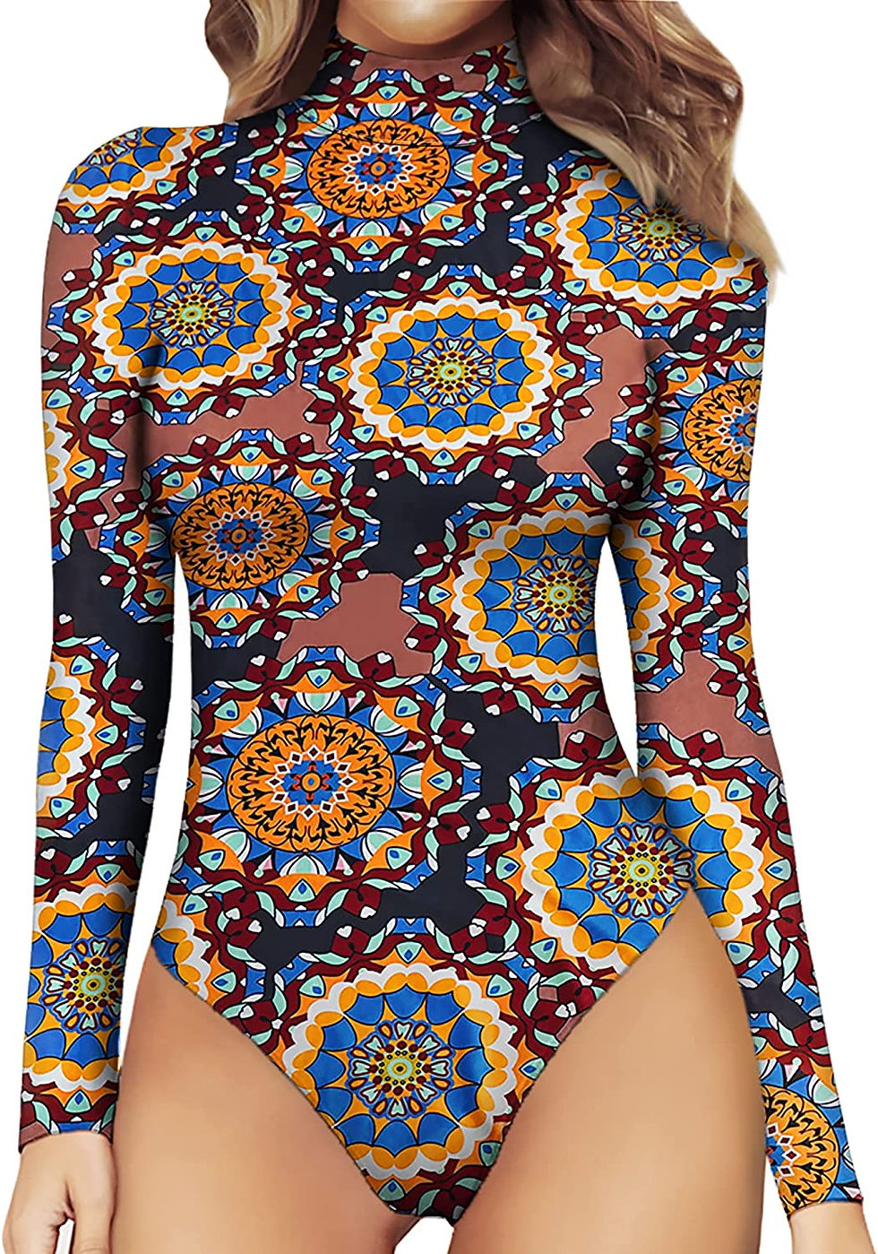 Thumbnail: MANGOPOP Women's Mock Turtle Neck Long Sleeve Tops Bodysuit Jumpsuit