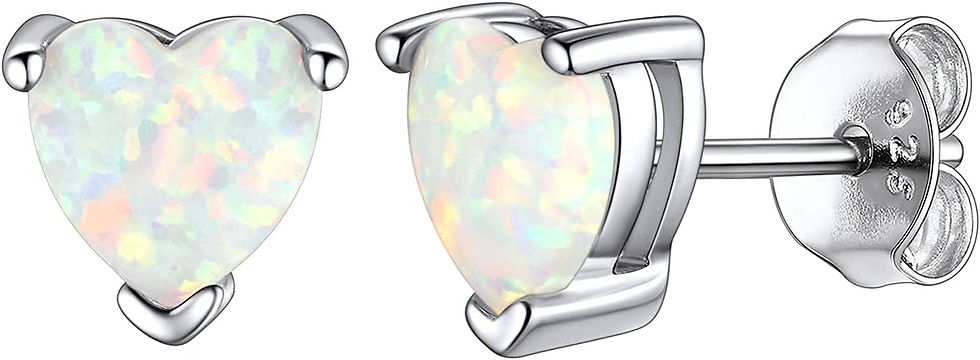 Thumbnail: Suplight Dainty 925 Sterling Silver Birthstone Heart Necklace-Stud Earrings, Sm