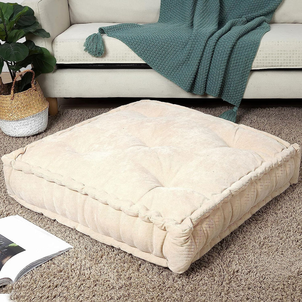 Thumbnail: HIGOGOGO Extra Large Floor Pillow, Square Tufted Floor Cushion with Frilled Edg